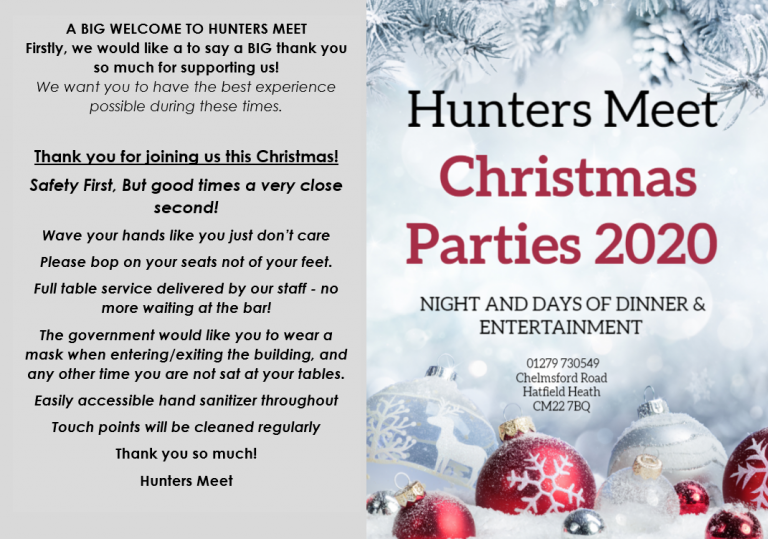 Christmas2020front Hunters Meet Hotel near Stansted Airport